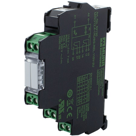 Murrelektronik MIRO 12.4 110V-2U OUTPUT RELAY, IN: 110 VAC/DC - OUT: 250 VAC/DC / 6 A, 2 C/O  - 12, 4 mm screw term 52130
